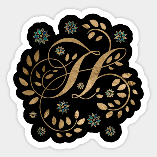 Luxury Golden Calligraphy Monogram with letter H Sticker